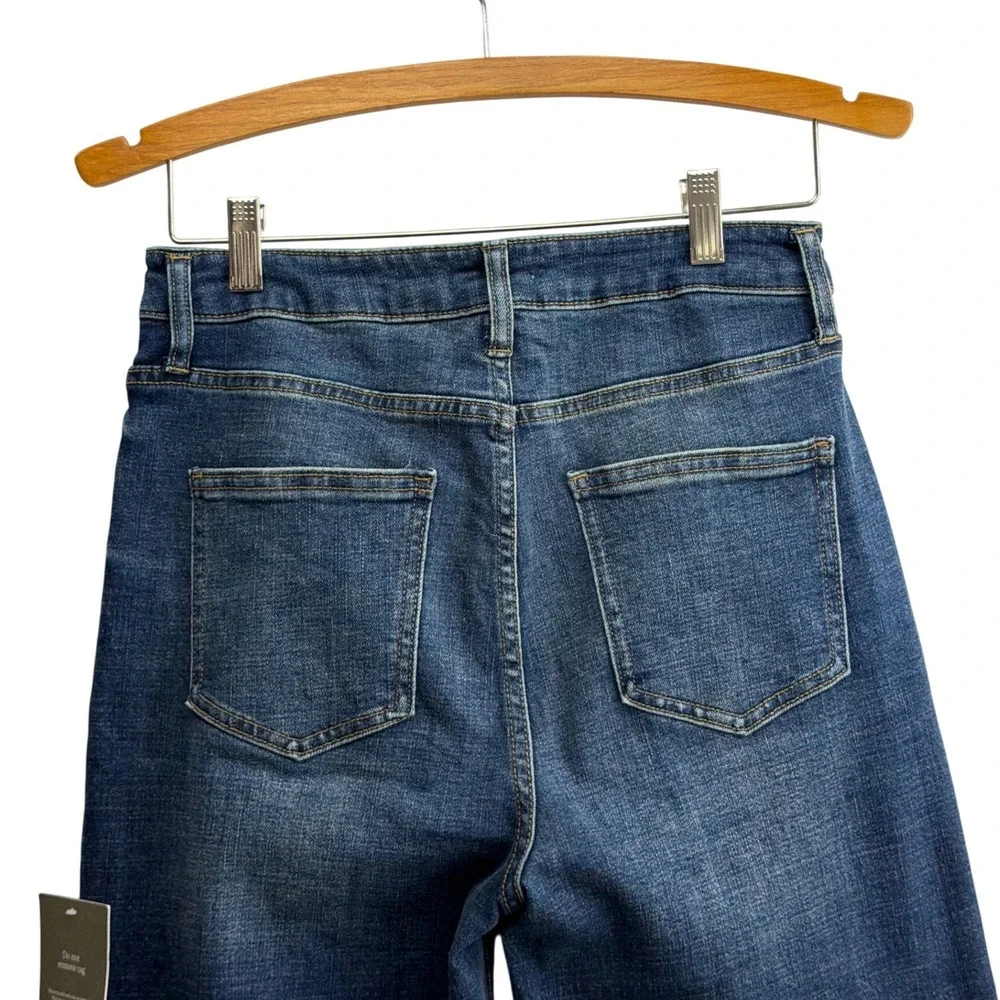 Oliver Logan Aberdeen High Rise Straight Leg‎ Jeans Blue Raw Hem Size 6/28 NEW